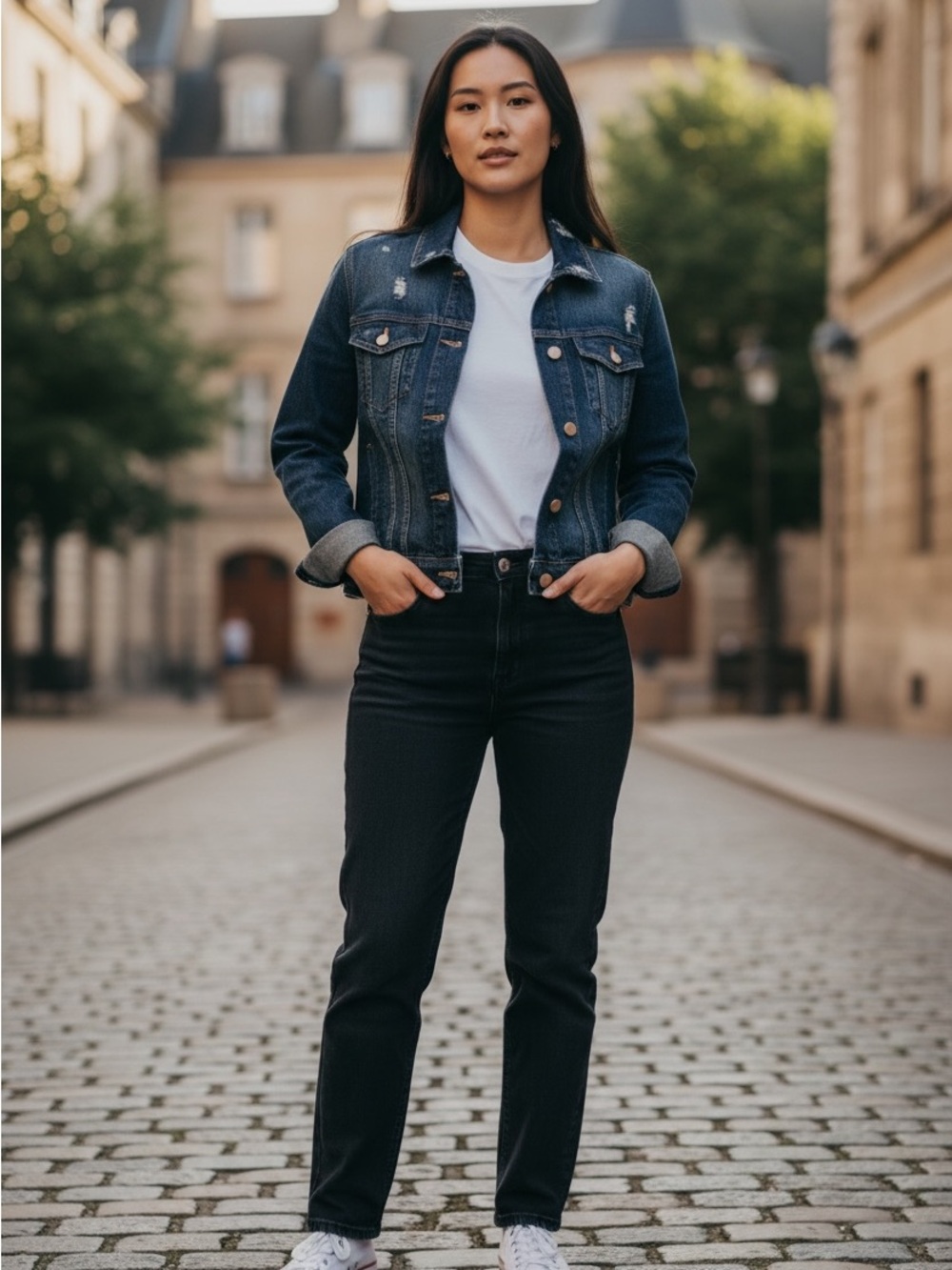 Rugged cropped Distressed Dark Blue Denim American Eagle Jacket